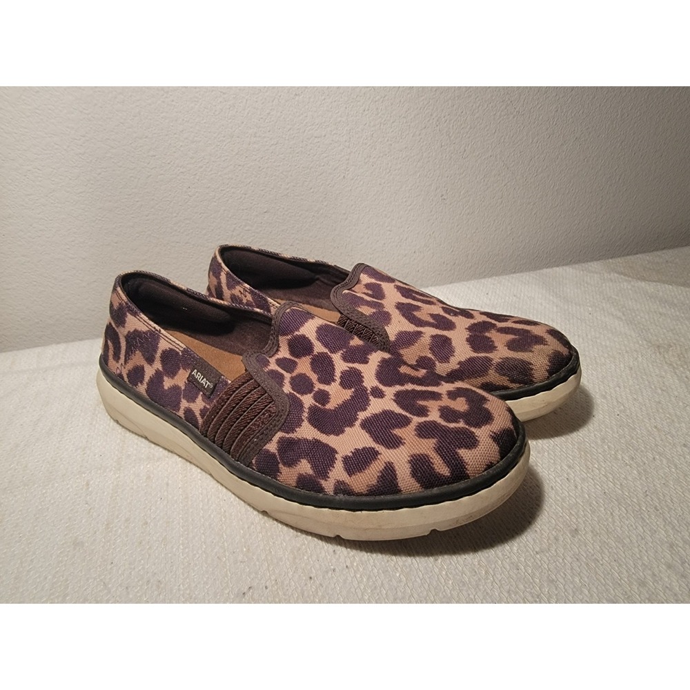 Ariat Canvas Flats Ryder Leopard‎ Print Women's 9B Slip On Shoes EU 40M